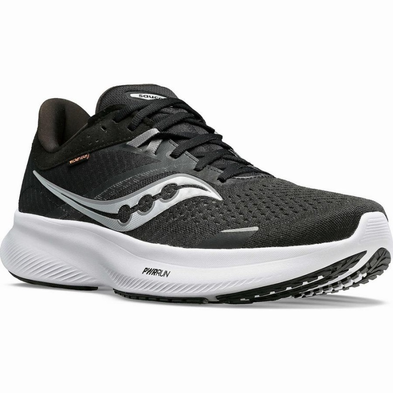 Men's Saucony Ride 16 Running Shoes Black / White | SG S46832-A23