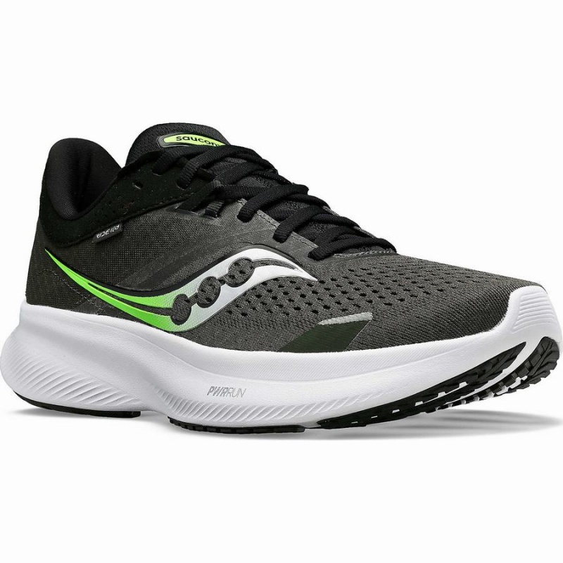 Men's Saucony Ride 16 Running Shoes Umbra / Slime | SG S74560-S21