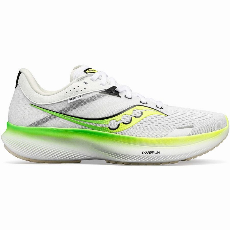 Men\'s Saucony Ride 16 Running Shoes White / Green | SG S98476-X17