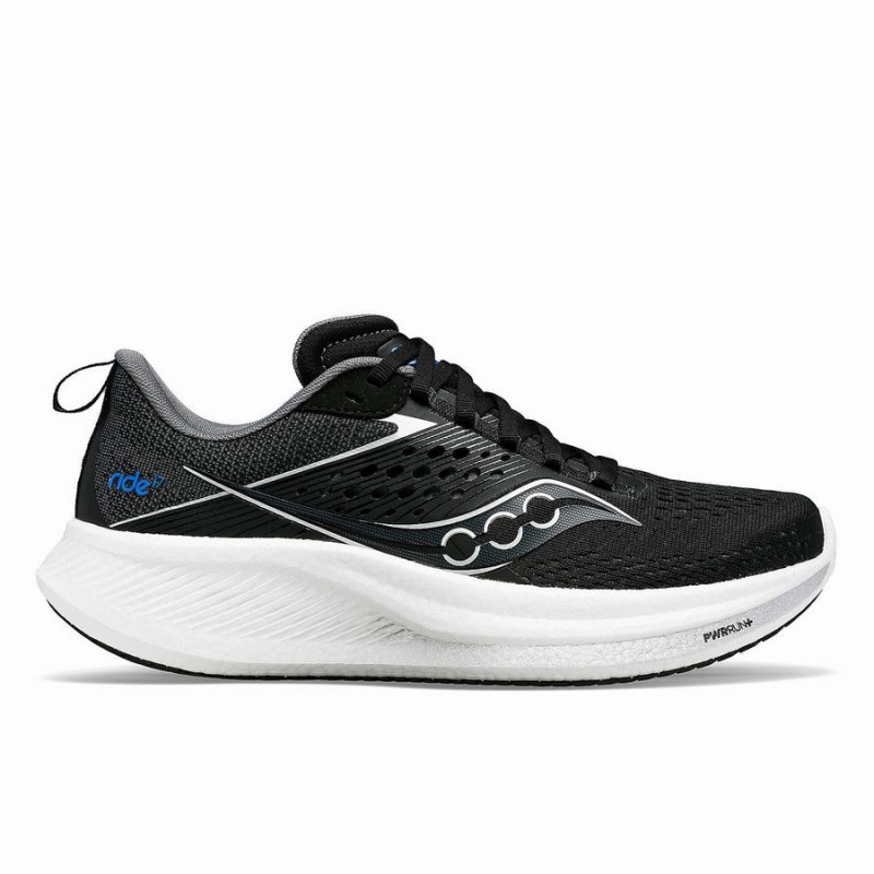 Men\'s Saucony Ride 17 Running Shoes Black / White | SG S21946-A21