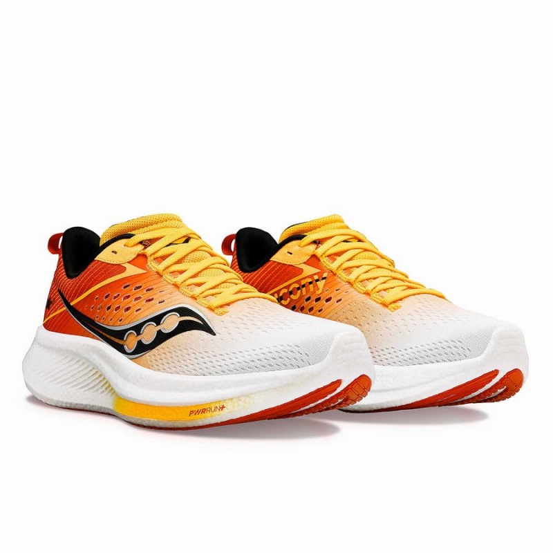 Men's Saucony Ride 17 Running Shoes White / Gold | SG S92451-X08