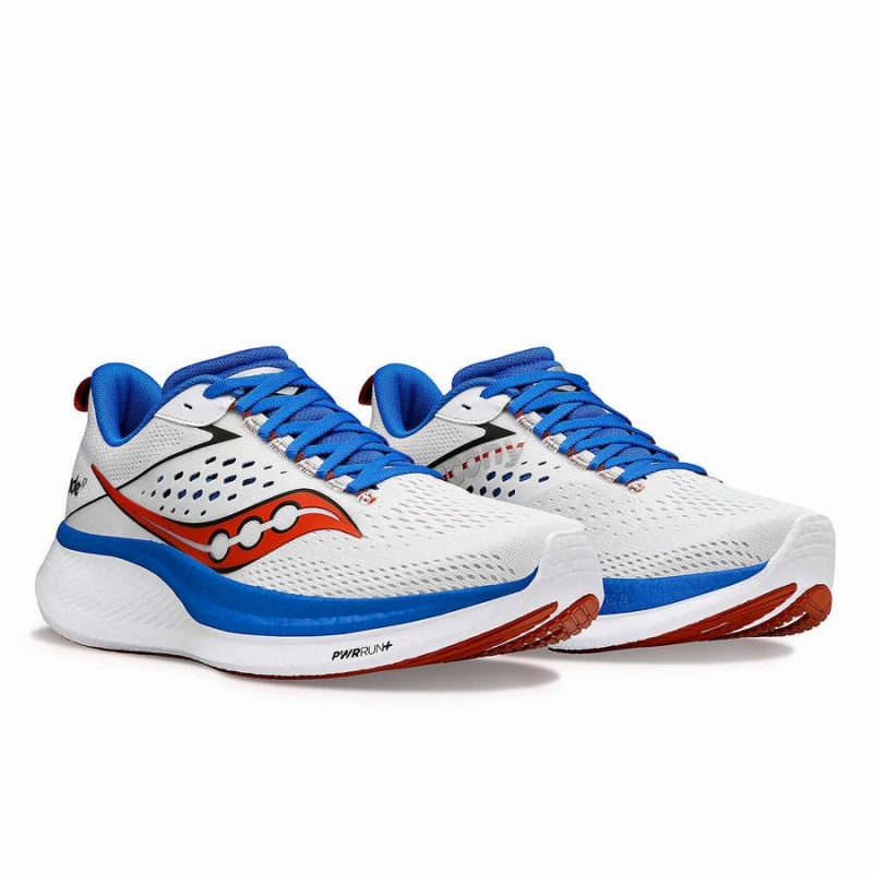 Men's Saucony Ride 17 Running Shoes White / Deep Blue | SG S13675-C12