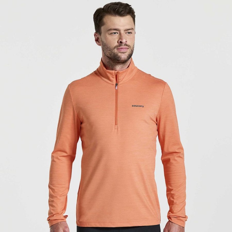 Men\'s Saucony Solstice 1/4 Zip Tops Orange | SG S75340-T62