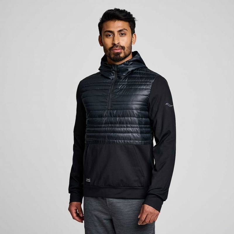 Men\'s Saucony Solstice Oysterpuff Hoody Jackets Black | SG S28061-S86