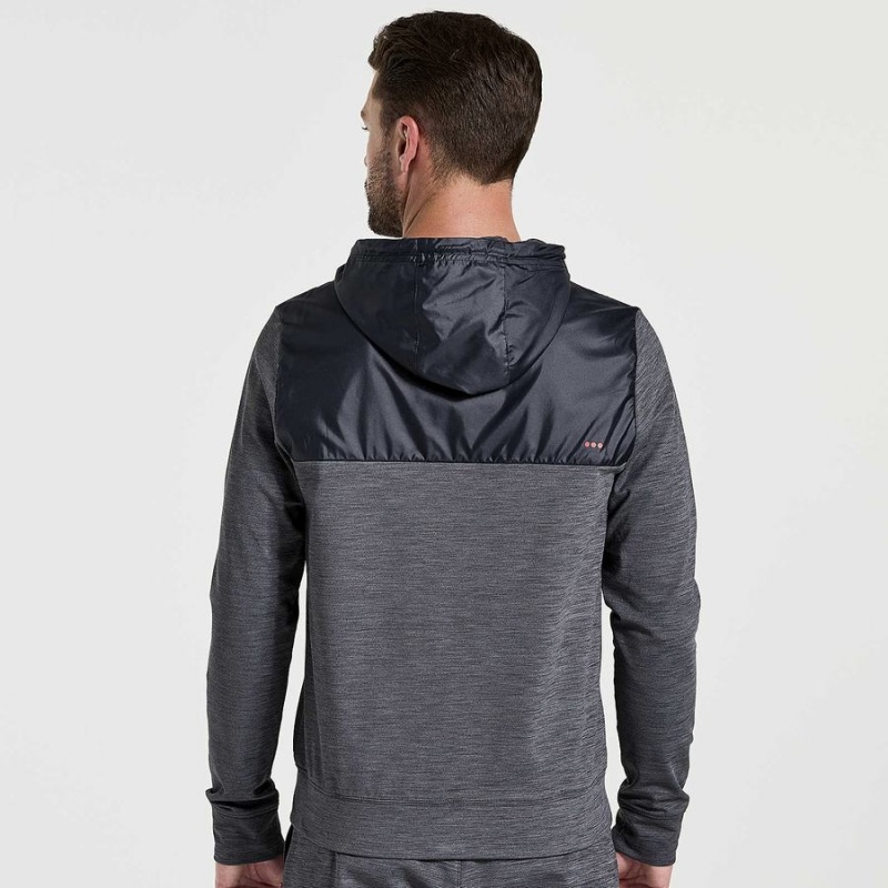 Men's Saucony Solstice Zip Hoody Tops Black | SG S90824-X39