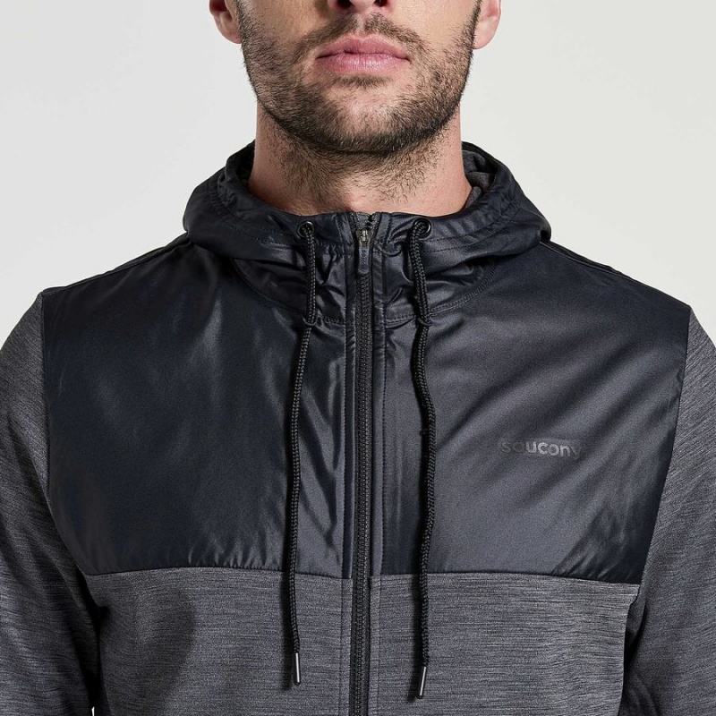 Men's Saucony Solstice Zip Hoody Tops Black | SG S90824-X39