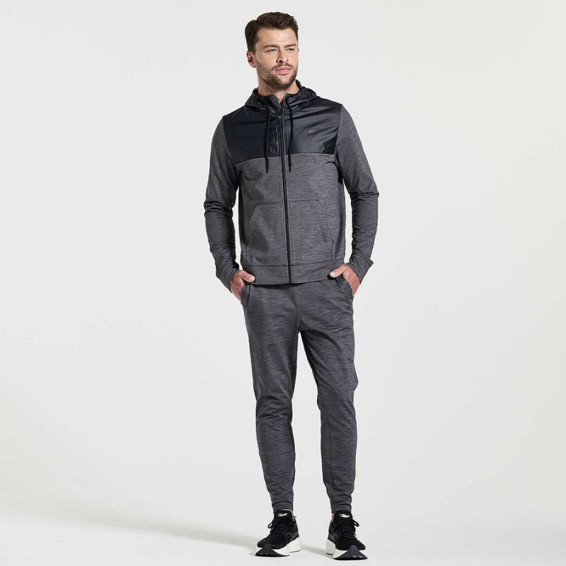 Men's Saucony Solstice Zip Hoody Tops Black | SG S90824-X39