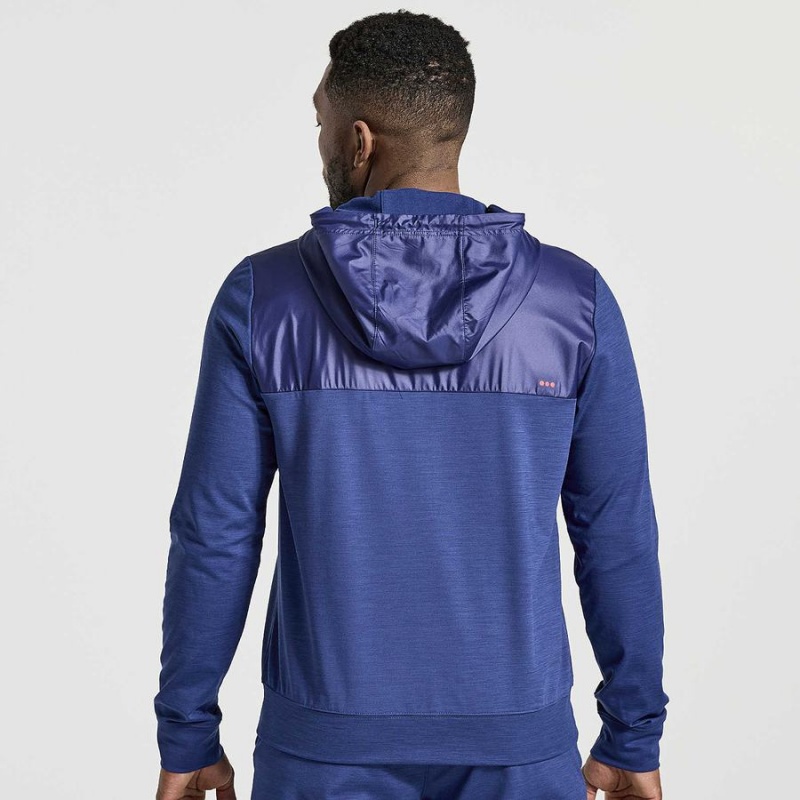 Men's Saucony Solstice Zip Hoody Tops Navy | SG S16285-Z34