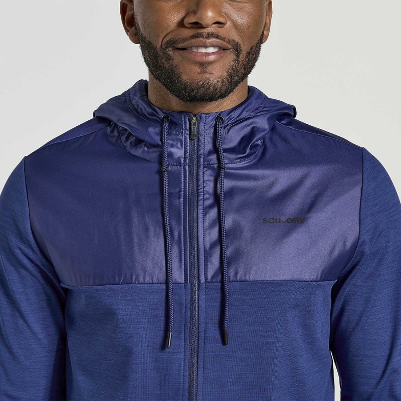 Men's Saucony Solstice Zip Hoody Tops Navy | SG S16285-Z34