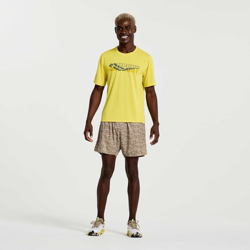 Men's Saucony Stopwatch Graphic Short Sleeve T Shirts Yellow | SG S03789-W86