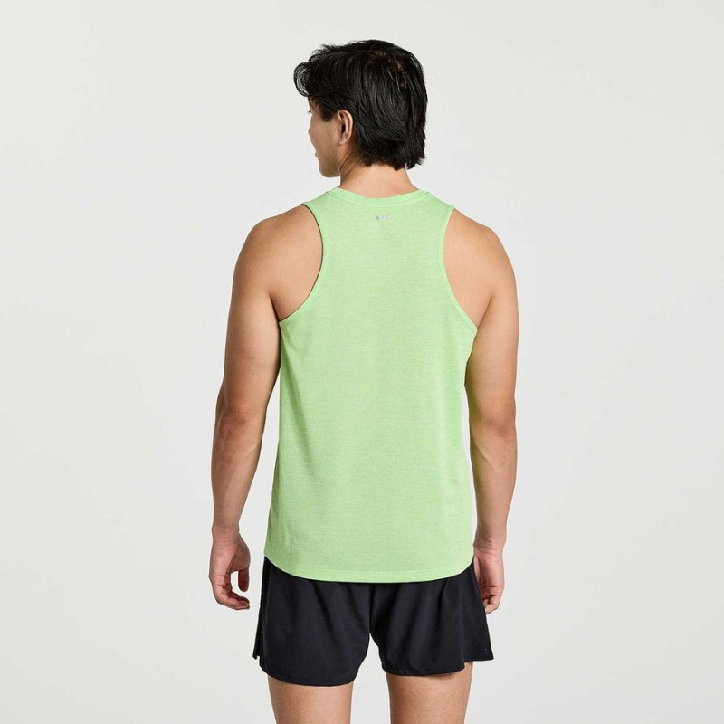 Men's Saucony Stopwatch Graphic Singlet Tank Top Green | SG S63841-K35