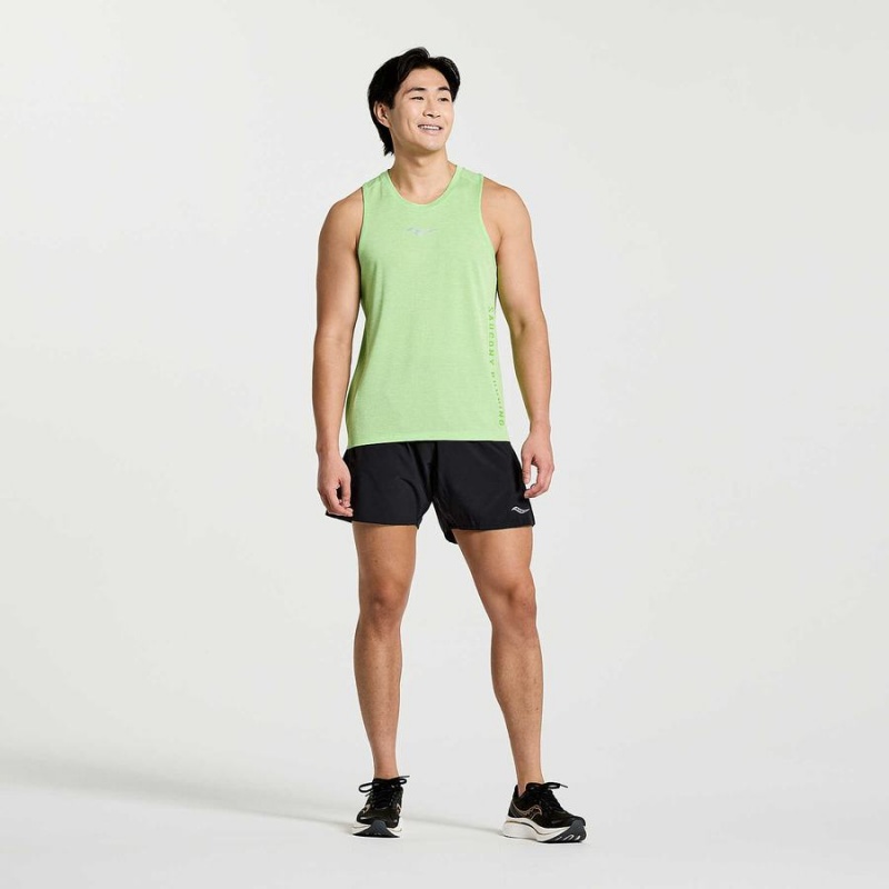 Men's Saucony Stopwatch Graphic Singlet Tank Top Green | SG S63841-K35