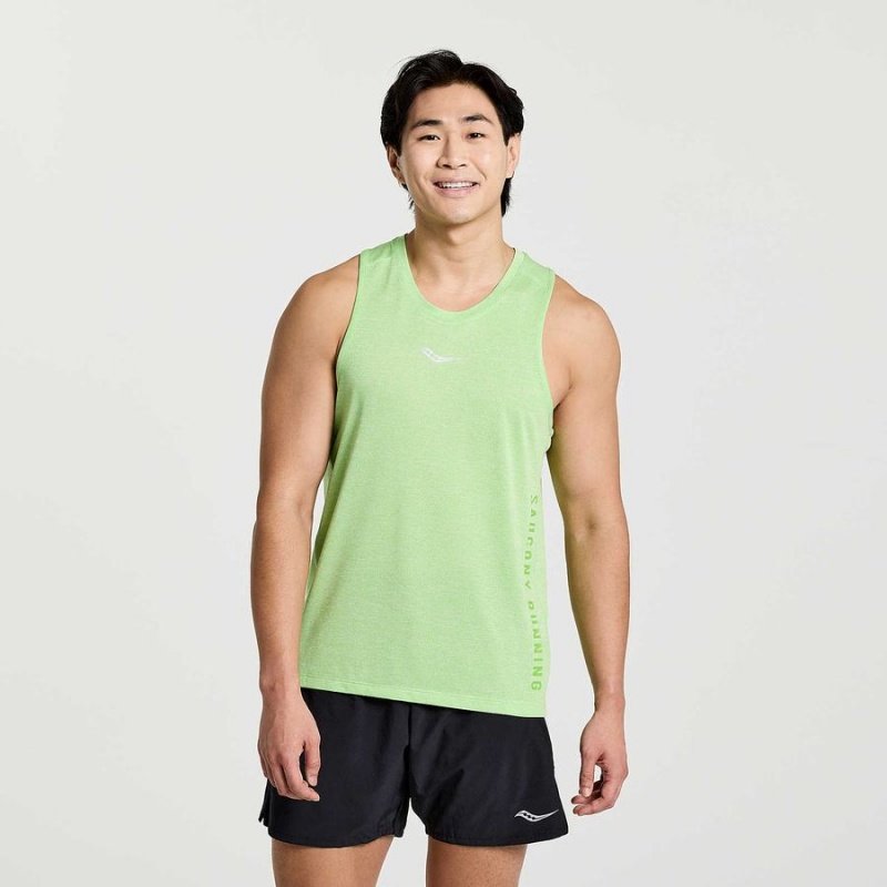 Men\'s Saucony Stopwatch Graphic Singlet Tank Top Green | SG S63841-K35