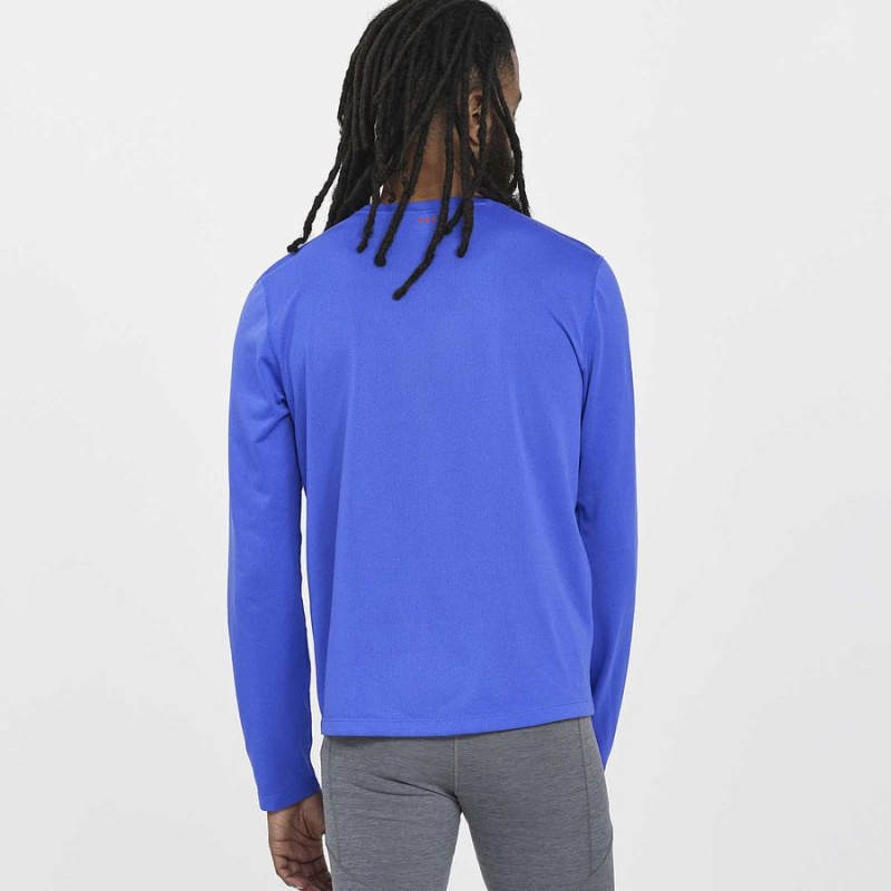 Men's Saucony Stopwatch Long Sleeve T Shirts Blue | SG S42593-J20