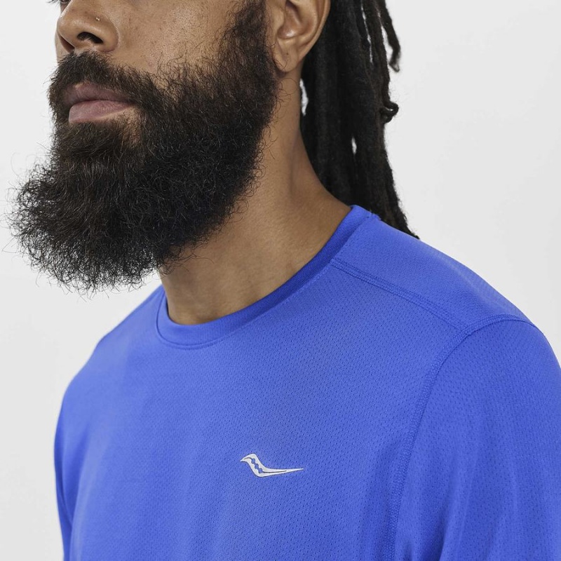 Men's Saucony Stopwatch Long Sleeve T Shirts Blue | SG S42593-J20