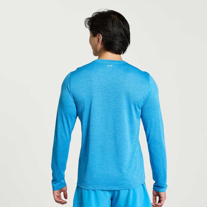 Men's Saucony Stopwatch Long Sleeve T Shirts AZURE | SG S37468-X96