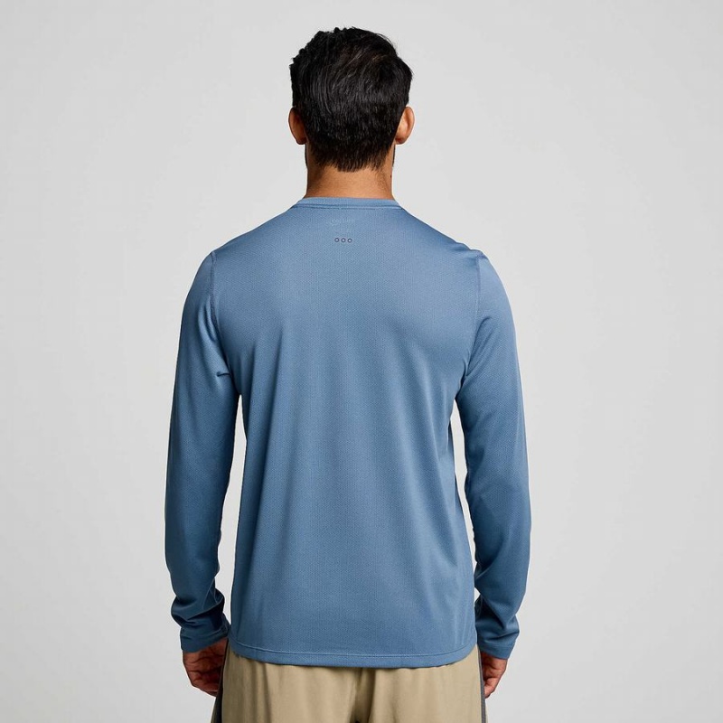 Men's Saucony Stopwatch Long Sleeve T Shirts Blue | SG S85439-N26