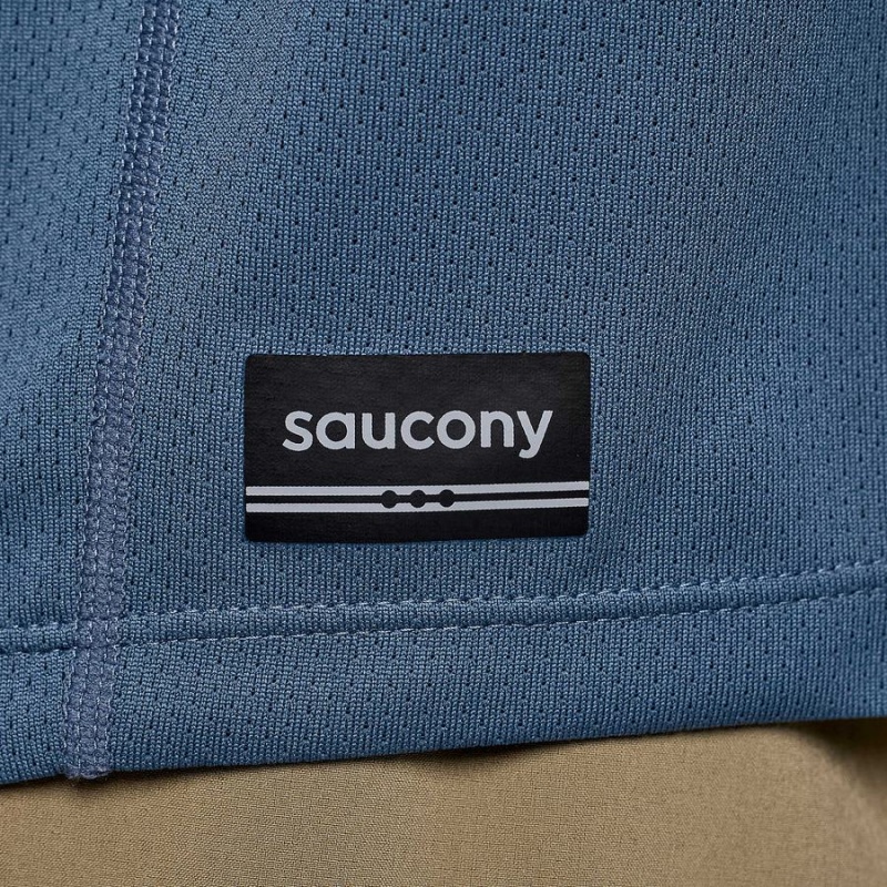 Men's Saucony Stopwatch Long Sleeve T Shirts Blue | SG S85439-N26