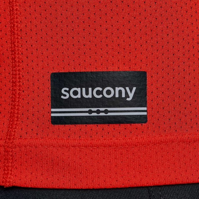 Men's Saucony Stopwatch Short Sleeve T Shirts Red | SG S51963-W16