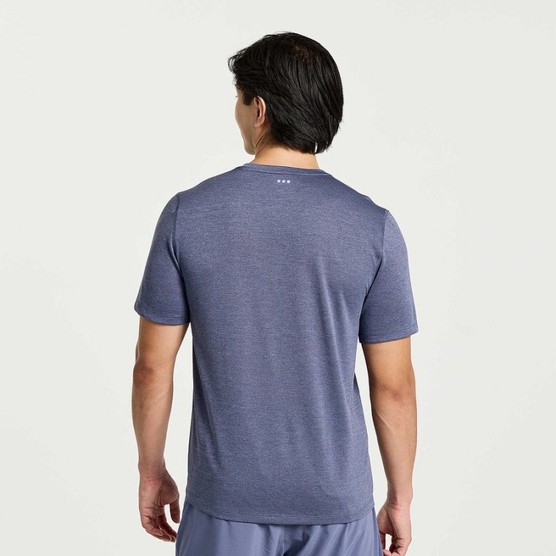 Men's Saucony Stopwatch Short Sleeve T Shirts Blue | SG S74309-E13