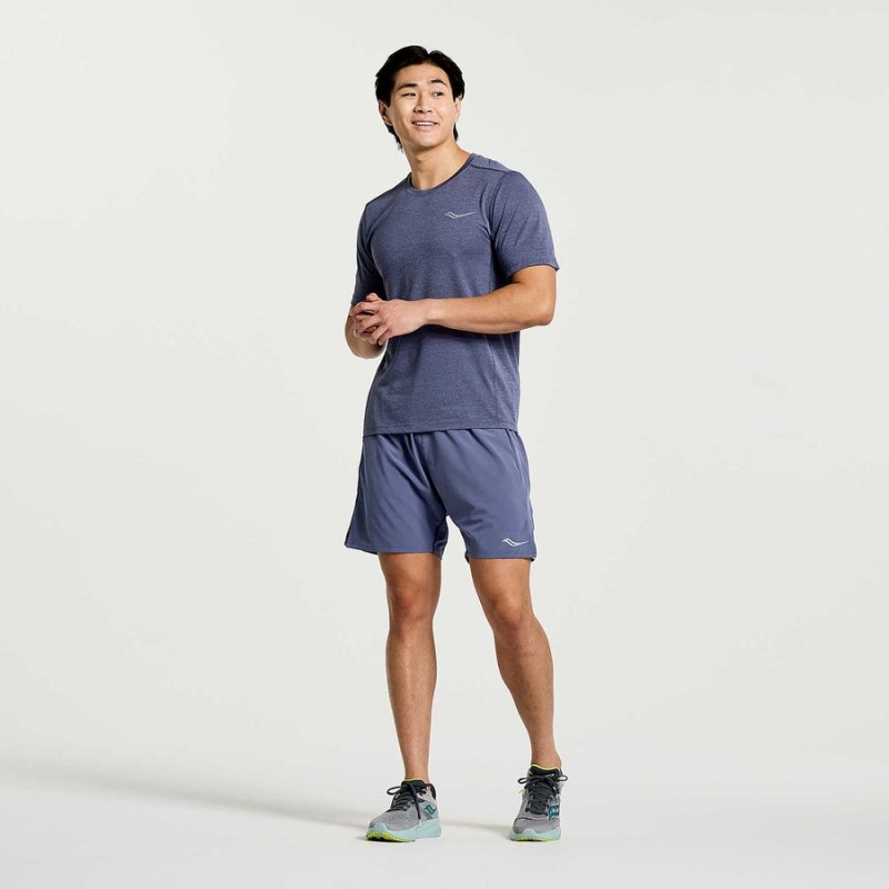 Men's Saucony Stopwatch Short Sleeve T Shirts Blue | SG S74309-E13