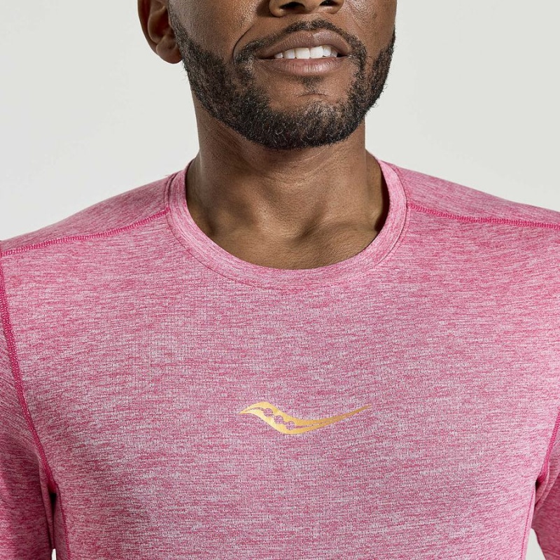 Men's Saucony Stopwatch Short Sleeve T Shirts Pink | SG S67903-R21