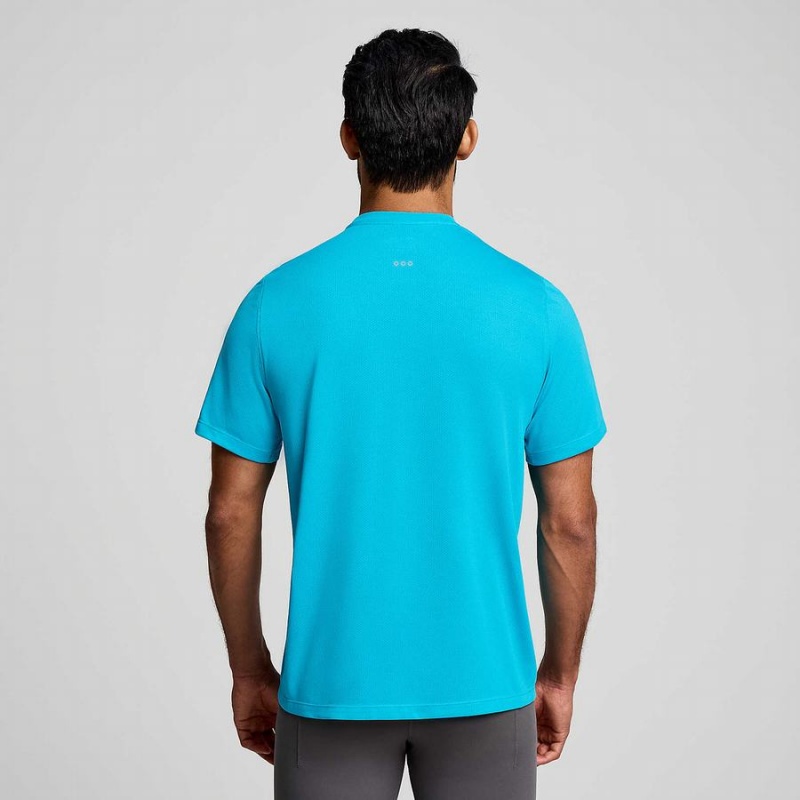 Men's Saucony Stopwatch Short Sleeve T Shirts Blue | SG S35840-Y20