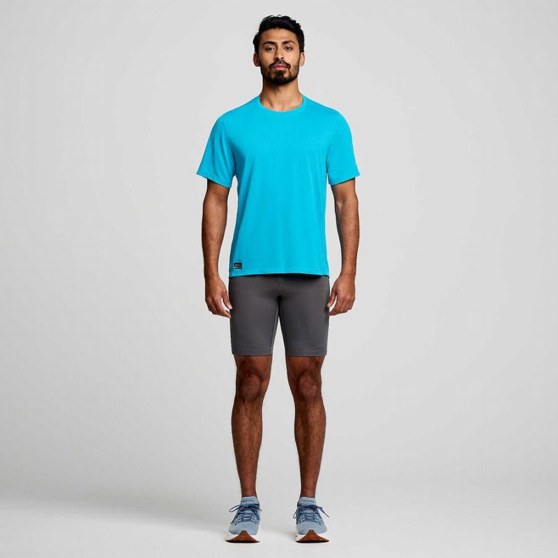 Men's Saucony Stopwatch Short Sleeve T Shirts Blue | SG S35840-Y20