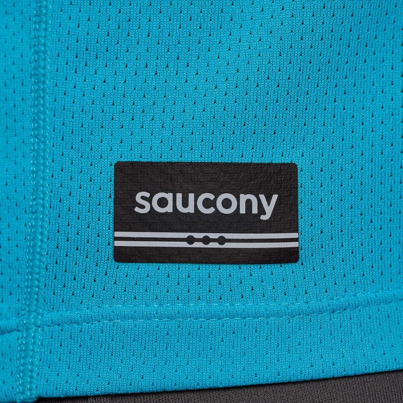 Men's Saucony Stopwatch Short Sleeve T Shirts Blue | SG S35840-Y20