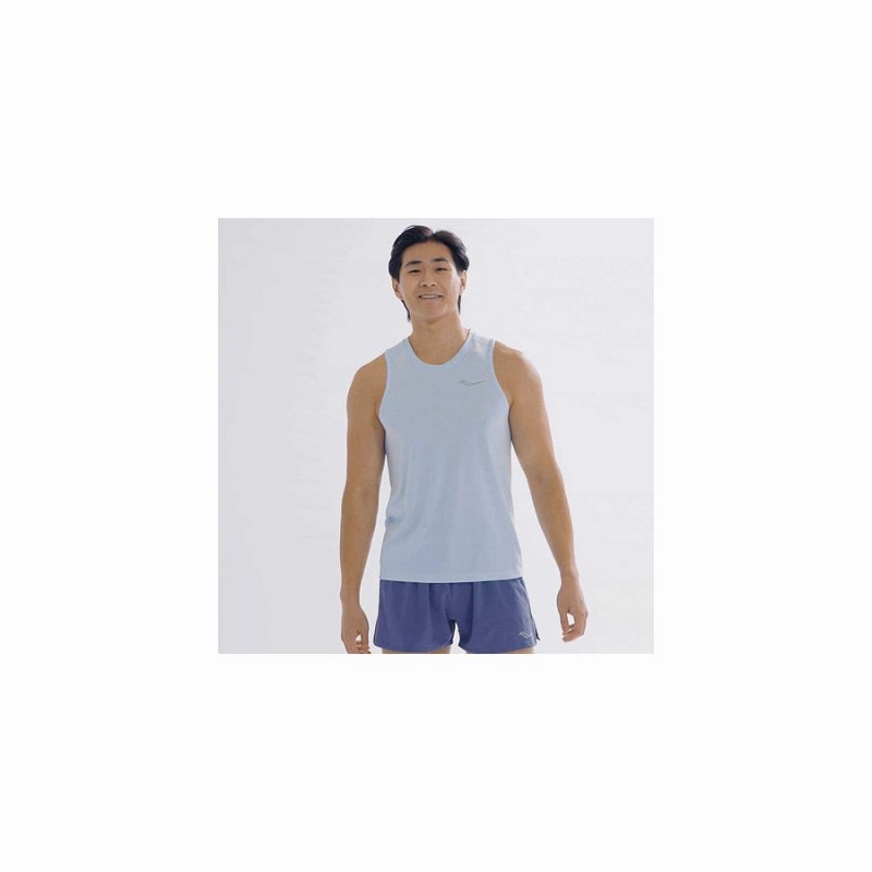 Men's Saucony Stopwatch Singlet Tank Top Blue | SG S93058-J04