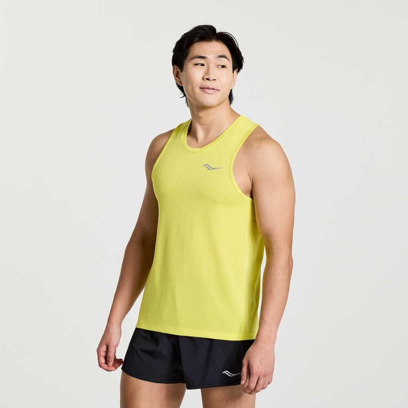 Men\'s Saucony Stopwatch Singlet Tank Top Yellow | SG S82619-Q80