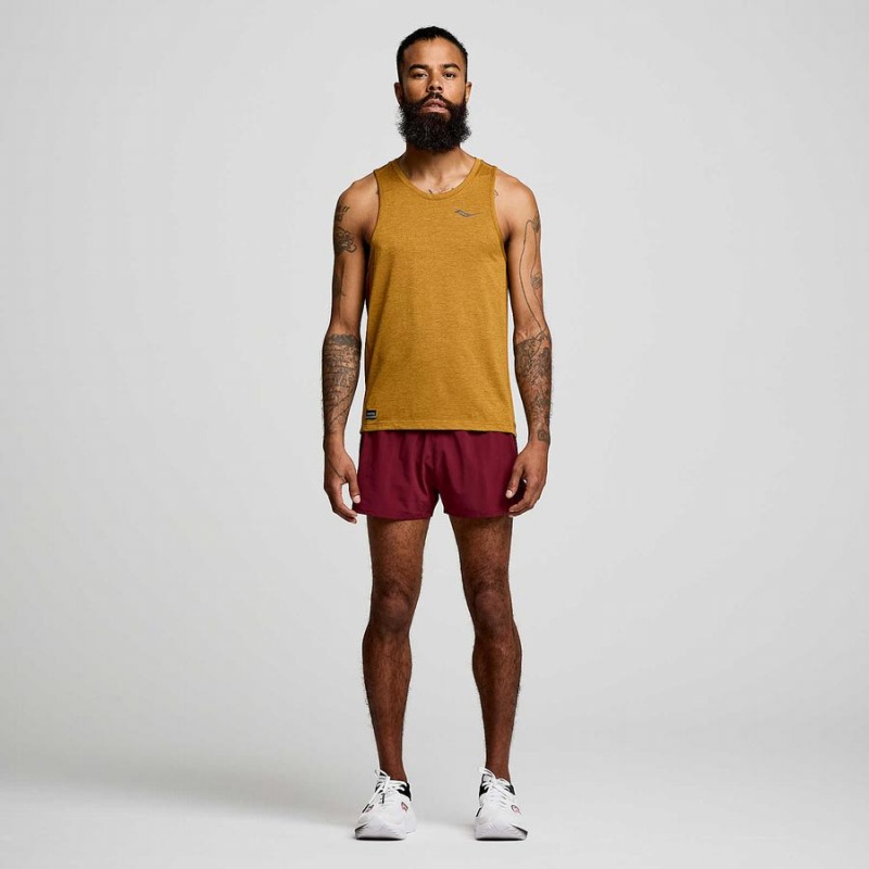 Men's Saucony Stopwatch Singlet Tank Top Brown | SG S92730-R08