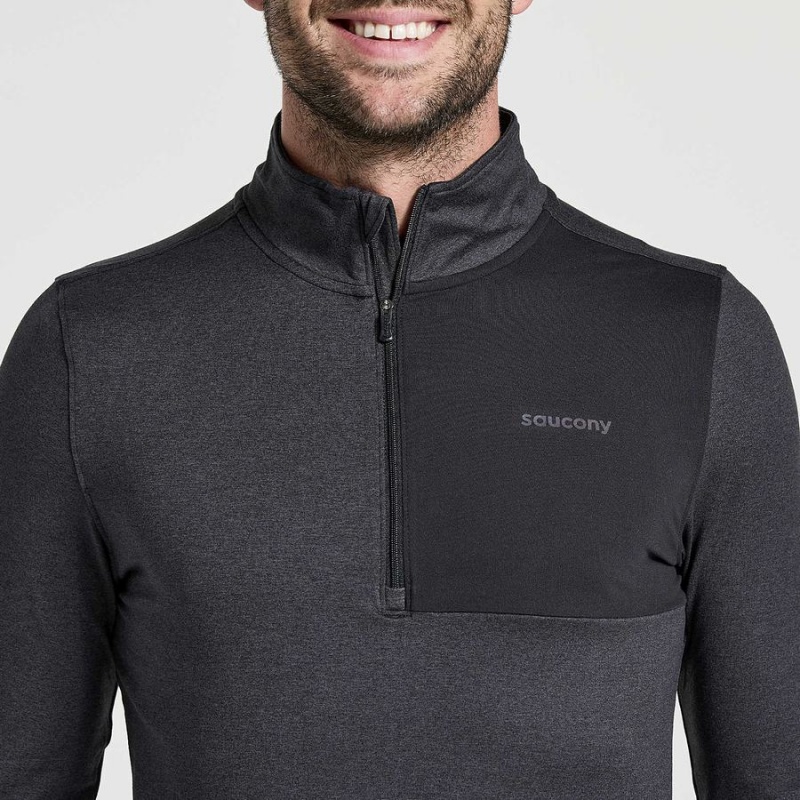 Men's Saucony Sunday 1/4 Zip Tops Black | SG S32740-H48