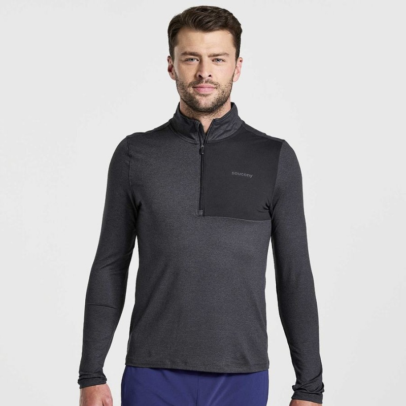 Men\'s Saucony Sunday 1/4 Zip Tops Black | SG S32740-H48