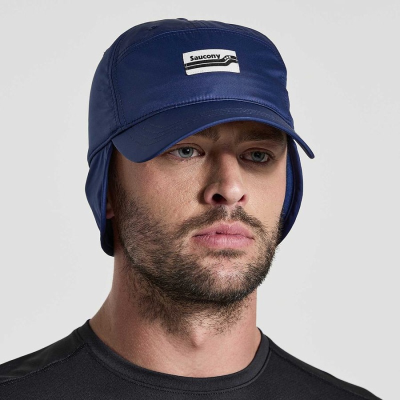 Men\'s Saucony Tech Ear Flap Hats Navy | SG S80149-Z14