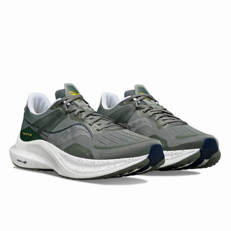 Men's Saucony Tempus Running Shoes Khaki / White | SG S15364-U81