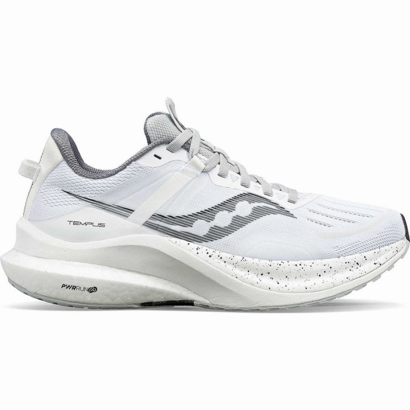 Men\'s Saucony Tempus Running Shoes White / Black | SG S47395-Z63