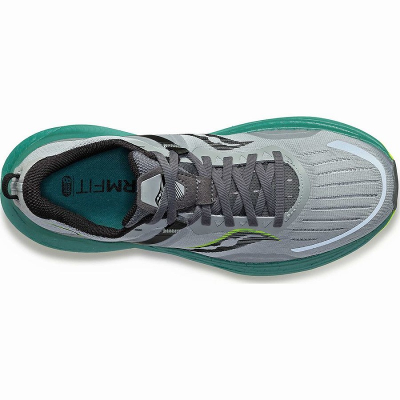 Men's Saucony Tempus Wide Running Shoes Grey / Green | SG S34109-C10