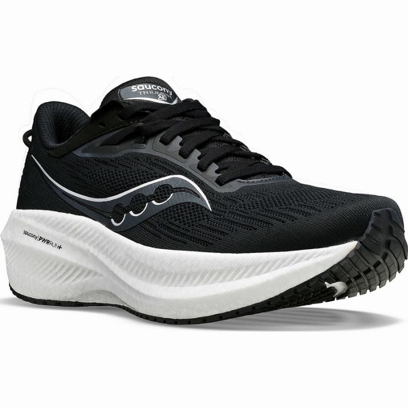 Men's Saucony Triumph 21 Running Shoes Black / White | SG S92846-F31