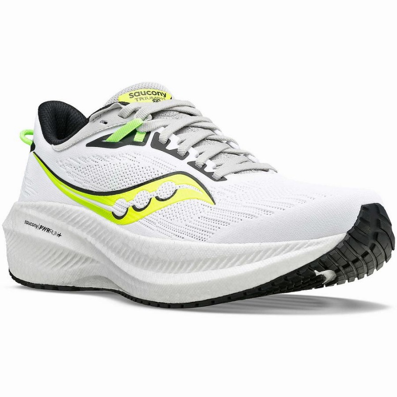 Men's Saucony Triumph 21 Running Shoes White / Green | SG S10946-B69