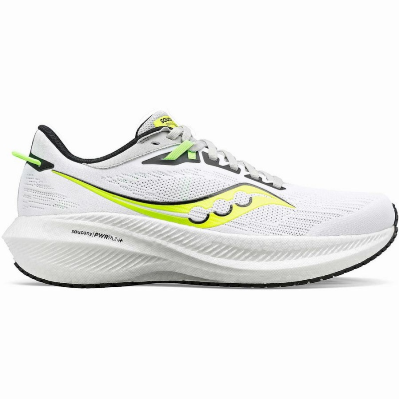 Men\'s Saucony Triumph 21 Running Shoes White / Green | SG S10946-B69