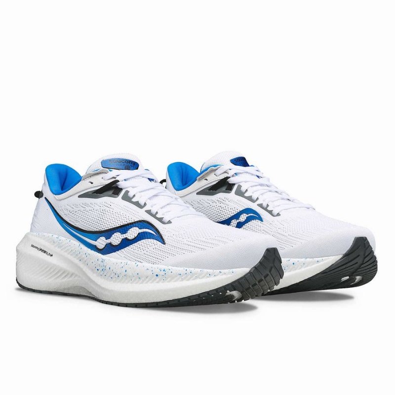 Men's Saucony Triumph 21 Running Shoes White / Deep Blue | SG S63987-N43