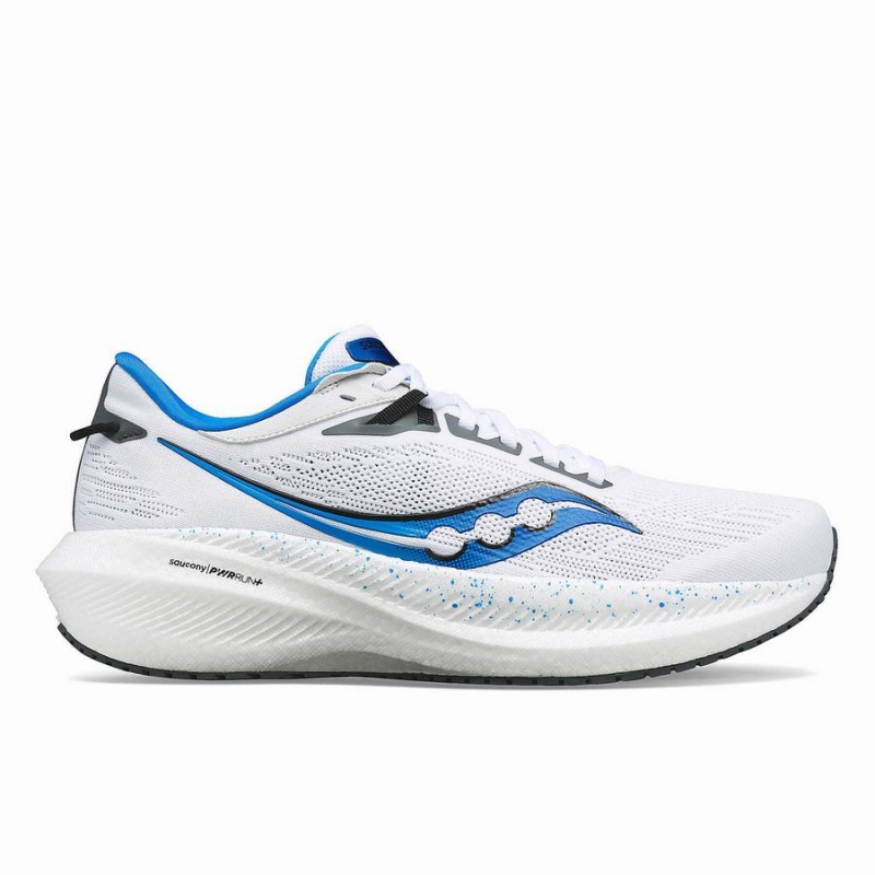 Men\'s Saucony Triumph 21 Running Shoes White / Deep Blue | SG S63987-N43