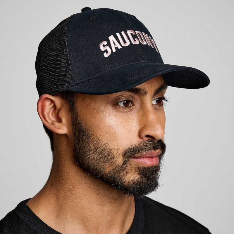 Men\'s Saucony Trucker Hats Black | SG S35127-J57