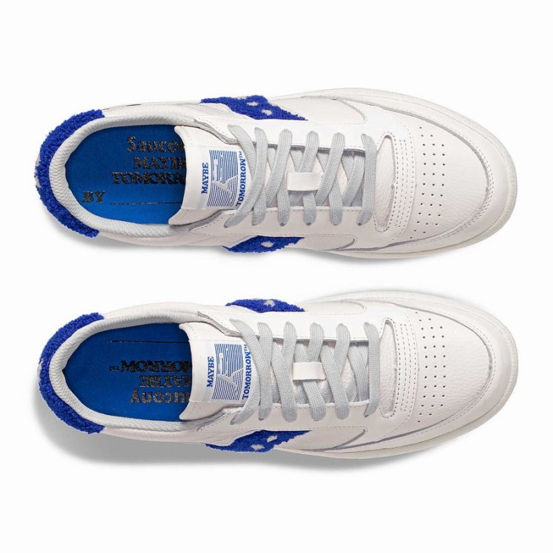 Men's Saucony X Maybe Tomorrow Jazz Court Varsity Sneakers White / Blue | SG S16359-F31