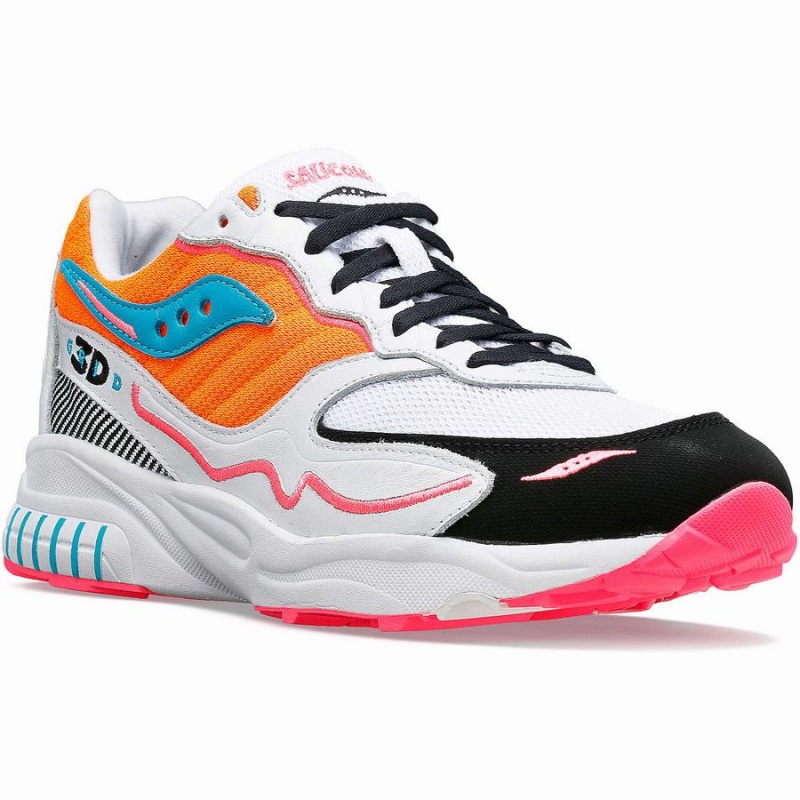 Women's Saucony 3D Grid Hurricane Sneakers White / Orange | SG S48093-D91