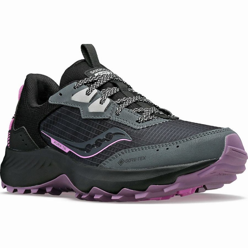 Women's Saucony Aura TR GTX Trail Running Shoes Grey / Black | SG S76013-P90