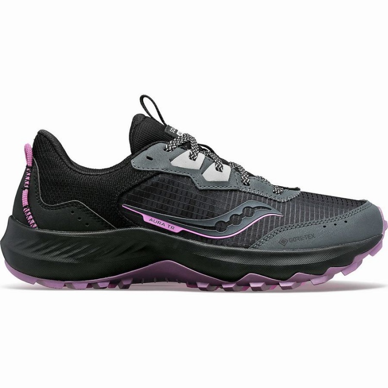 Women\'s Saucony Aura TR GTX Trail Running Shoes Grey / Black | SG S76013-P90