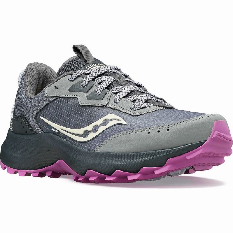 Women's Saucony Aura TR Running Shoes Grey / Purple | SG S68351-M62