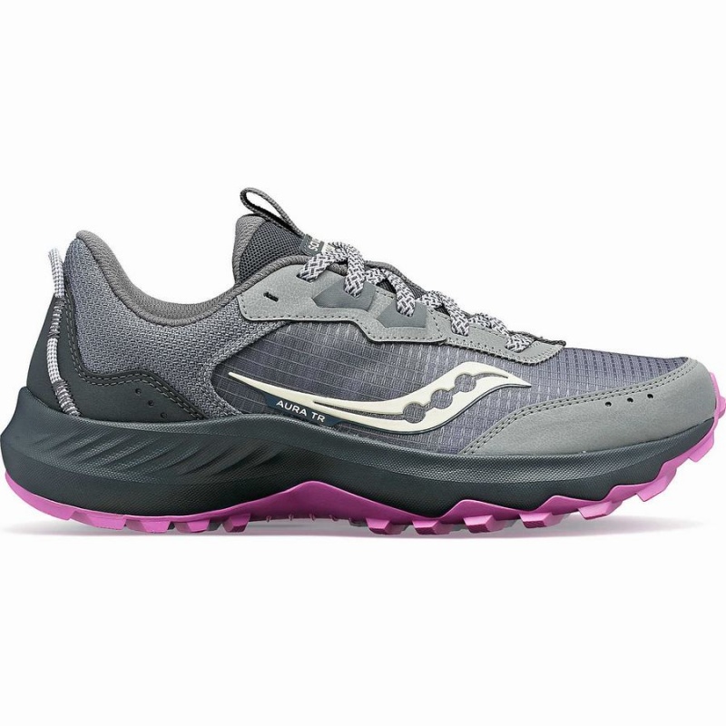 Women\'s Saucony Aura TR Running Shoes Grey / Purple | SG S68351-M62